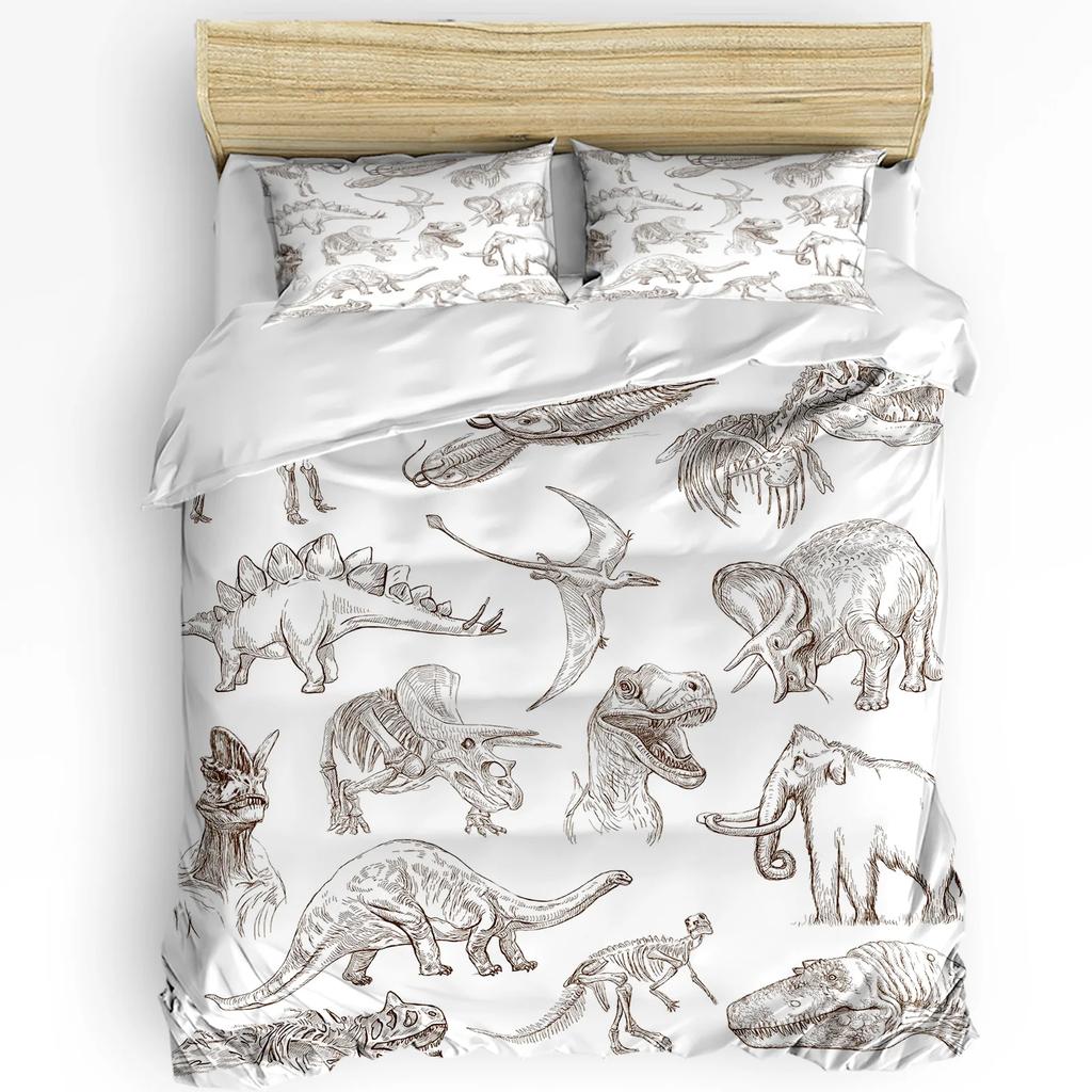 Colorful Cartoon Dinosaur Blue 3pcs Bedding Set For Bedroom Double Bed Home Textile Duvet Cover Quilt Cover Pillowcase