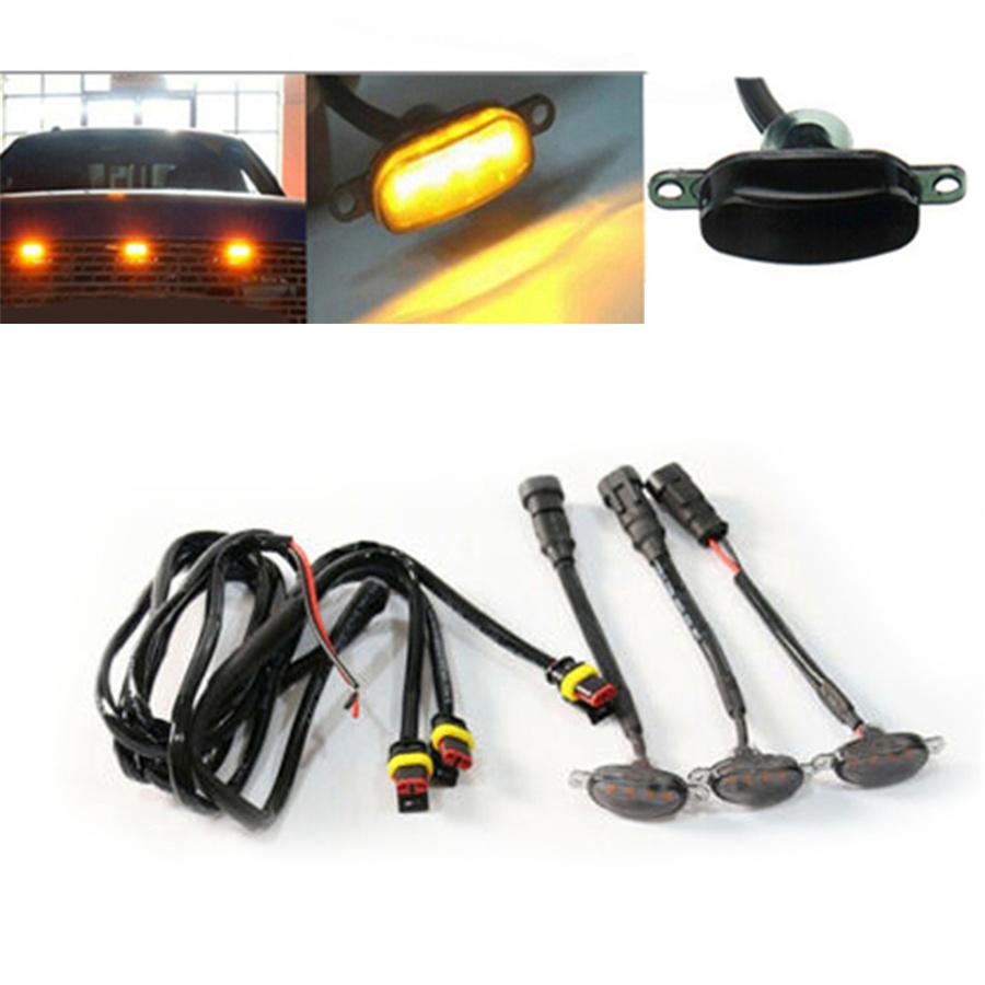 3Pcs LED Light Style Grille Trim For  Raptor For Chevrolet Silverado 1500 16-21