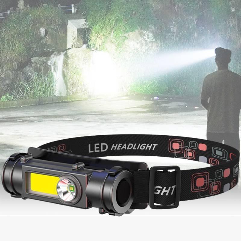 Headlight Strong Dual Light Source Flashlight Cob Outdoor Fishing Hiking Camping