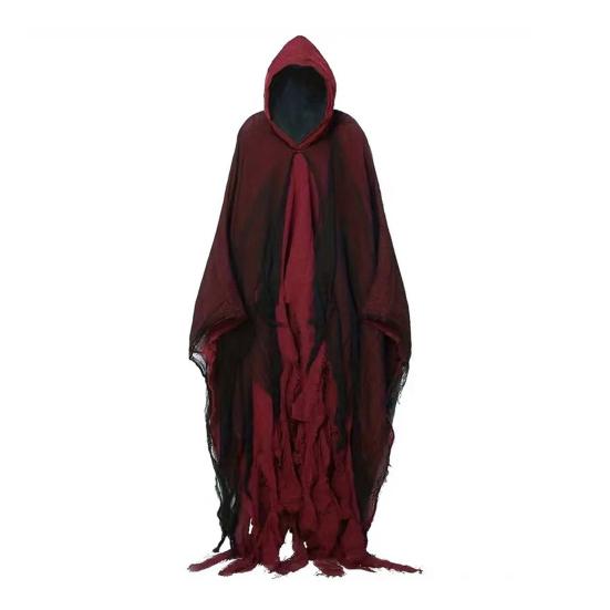Halloween Cloak Shabby Texture Mesh Fabric Hooded Cape Realistic Horror Look Broken Visuals Cloak Scary Costume