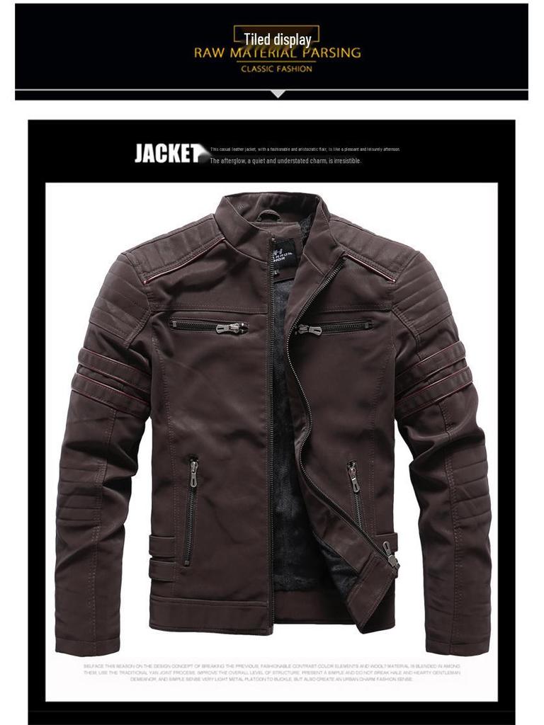 Men's Slim Fit Frosted Leather PU Motorcycle Jacket - Stylish Autumn & Winter Wear