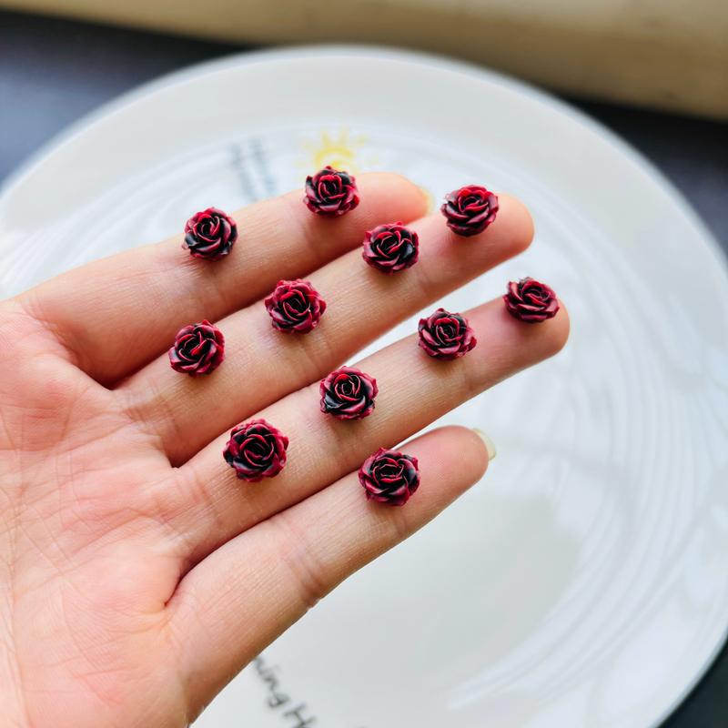 50 Pcs New Kawaii Cartoon Red Rose Flower Resin Flat Back Cartoon Scrapbook Diy Embellishments Bow Decor Accessories Crafts A51