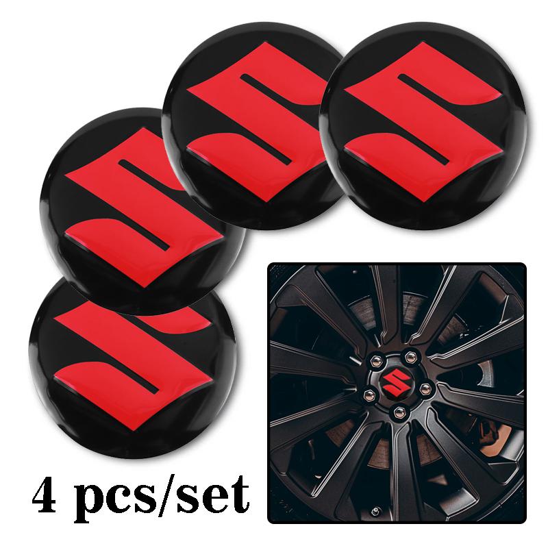 4Pcs Car Emblem Wheel Hub Center Cap Sticker Rim Badge Cover For Suzuki Baleno Vitara Samurai Kaiser DZire Across Kizashi Splash