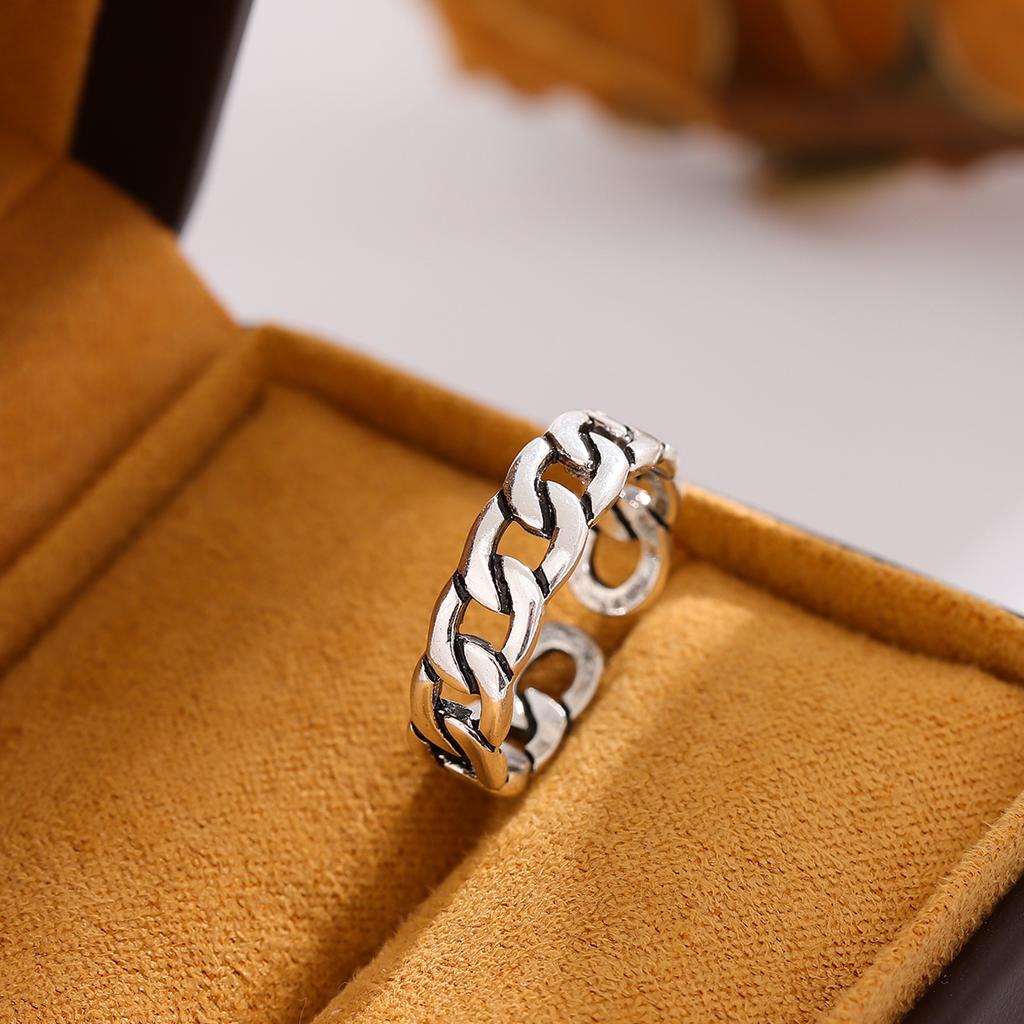 New Personality Chain Retro Simple Personality 925 Sterling Silver Jewelry Braided Exquisite Opening Rings    R086
