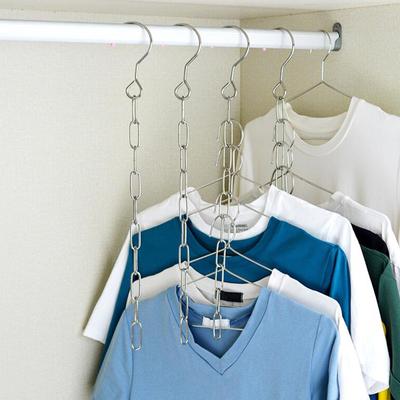 Stainless Steel Clothes Hangers Hanging Chain Foldable Space Saving Closet Wardrobe Organizer Rack for Shirt Storage Household