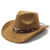 Western Cowboy Turned Edge Cowboy Hat Bull Head Accessories Suede Jazz Hat Riding Hat