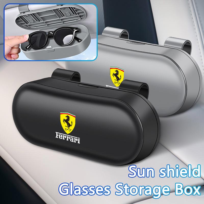 Car Glasses Storage Case Sunglasses Box Sun Visor Eyeglasses Clip For Ferrari Roma 488 Portofino Spider SF90 Superfast LaFerrari JQ2
