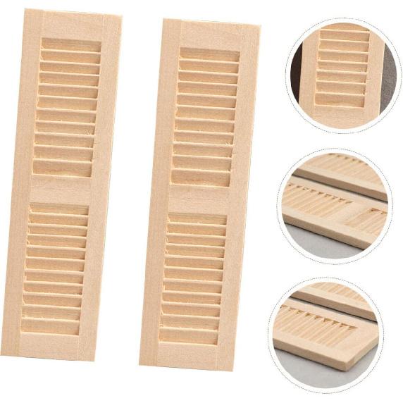 6 Pcs Miniature Wooden Doll Shutters, Wear-Resistant Synthetic Material, Khaki, 4.52x1.25x0.47 Inch, Dollhouse Decoration Accessories for 1:12 Scale