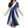 Damen Sommerkleider Vintage Bedruckt Mode Kurzarm Rundhals Kleider