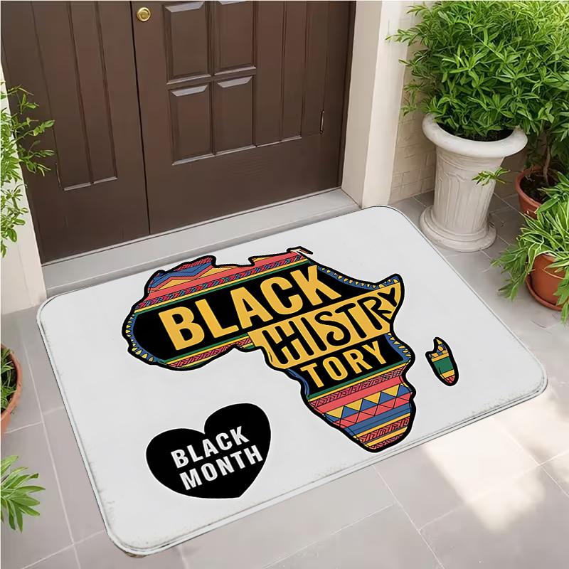 

Black History Month Door Mat with Africa Design PVC Backing Indoor Outdoor Rug for Home Decor Year-Round 40x60cm
