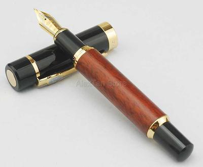 Jinhao 650 Elegante Penna Stilografica Design del Corpo in Legno di Sequoia Naturale Pennino Medio e Pennino Curvo Grande Formato Per Ufficio & Scuola & Casa