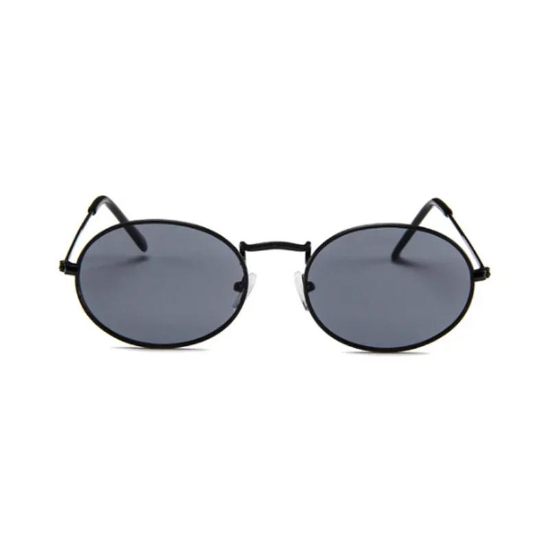 Vintage Black Oval Sunglasses Woman Small Frame Design Sun Glasses For Woman Alloy Red Pink Mirror Outdoor Sun Glasses
