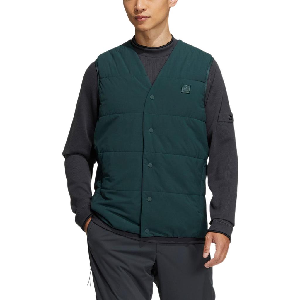 Adidas Solid Color Logo Button Windproof Reversible Vest Men Vests Green HG3260