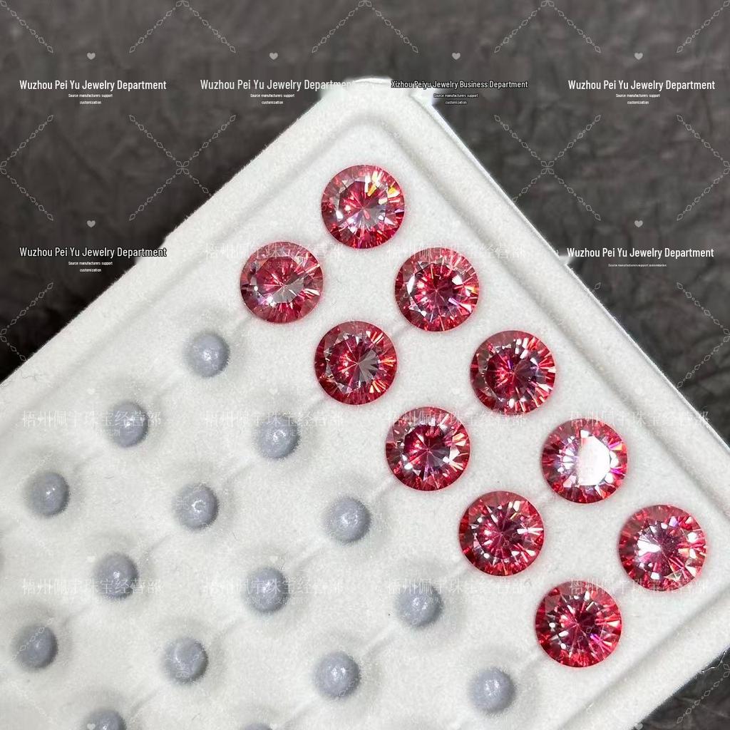 6/8mm Round Gradient Zircon Earrings: Sparkly DIY Nail Art Jewelry with Eight Hearts & Arrows Design