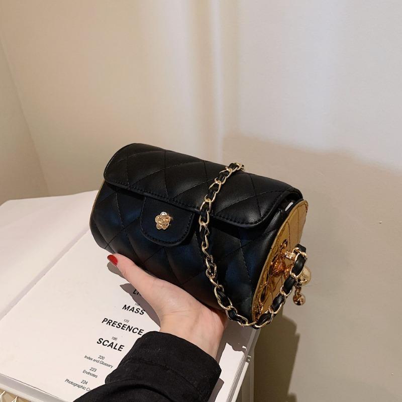 

Rhombus bag women s new high-end fashion chain messenger bag versatile cylinder bag shoulder women s bag чёрный
