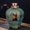 Hand-Carved Bronze & Ceramic Wine Storage Jar - 10 Jin, Sealed Wine Bottle/Vat