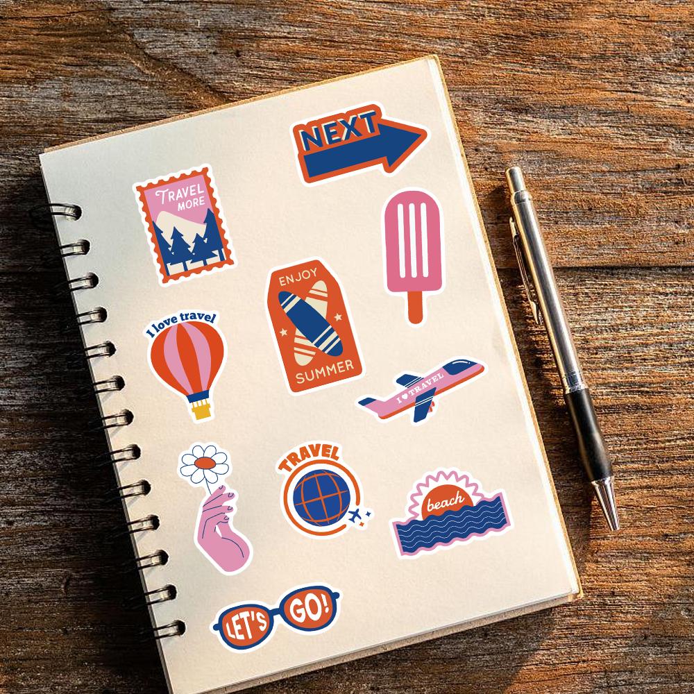 50PCS Travel Stickers Stationary Nostalgia Laptop Luggage Card Aesthetic Creative DIY Gift Art Picture Gifts Coffee Sticker