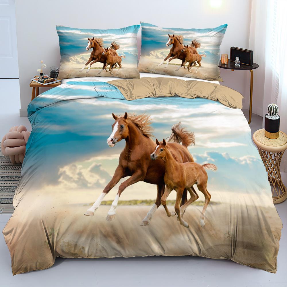 

Riding A Horse Galloping Three-Piece Set Of Simple Washed Polished Quilt Cover Quilt Cover Dormitory Bedding Polished To Keep Warm 135 * 200cm 50 * 80cm * 1 two-piece set