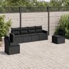 Vidaxl 6-Cz. Garden Furniture Set With Cushions, Black Poly Rattan