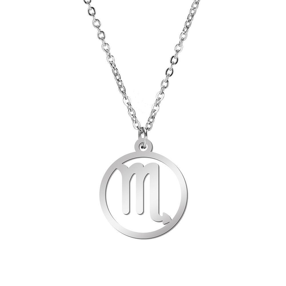 Lemegeton Zodiac Women's Necklace 12 Constellations Stainless Steel Pendant Choke Astrology Aries Leo Ring Jewelry Birthday Gift