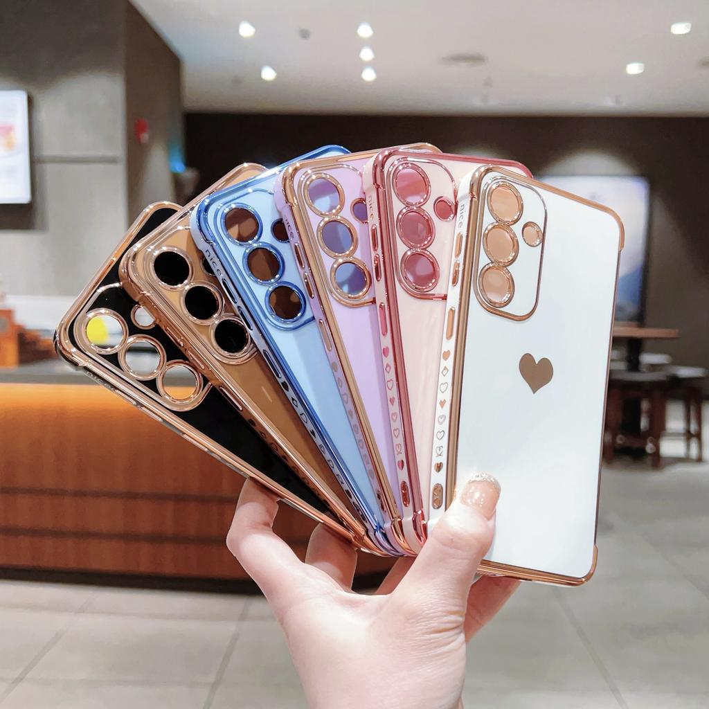 Suitable for Samsung S25ULTRA Side Electroplating Love Mobile Phone Case A14 Silicone All Inclusive A54 Protective Case