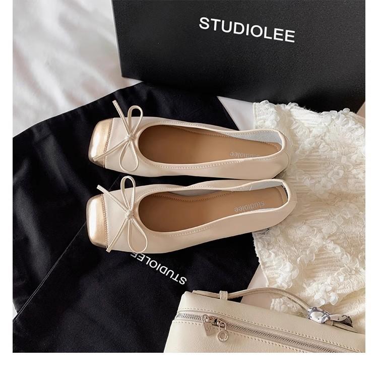 

Grape mother of the same style, ballet style splicing, small square head, shallow mouth, one pedal, flat-bottomed bow, single shoes, women s leather 40