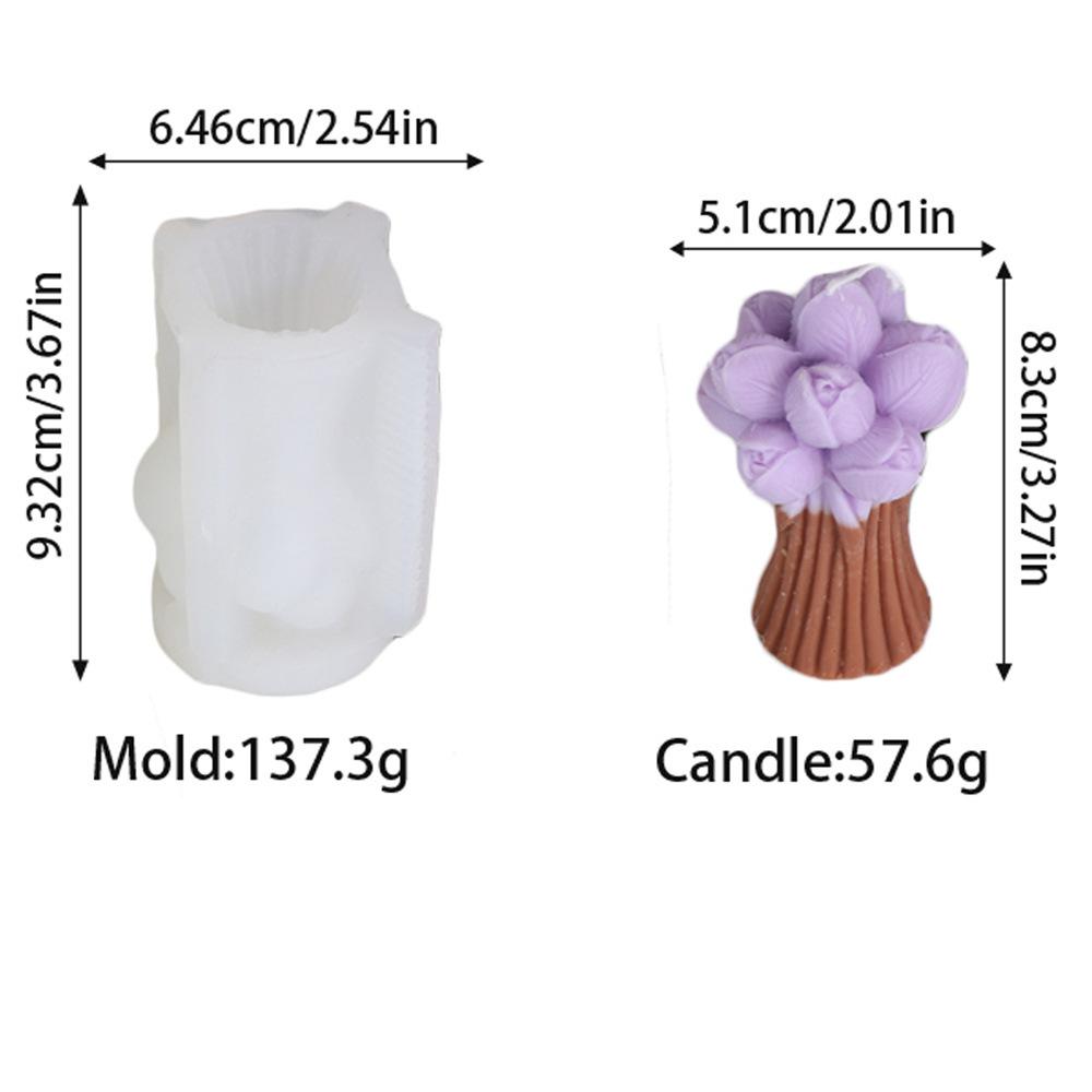 New DIY Flower Pot Candle Silicone Mold 3D Rose Tulip Shaped Aromatherapy Candle Gypsum Resin Decoration Valentine's Day Gift