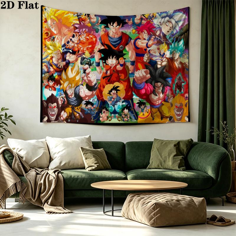 Anime Dragonball Wall Tapestry Aesthetic Wall Hanging Printed Fabric Blanket Decorative Tapestries for Bedroom Living Room Home Decor