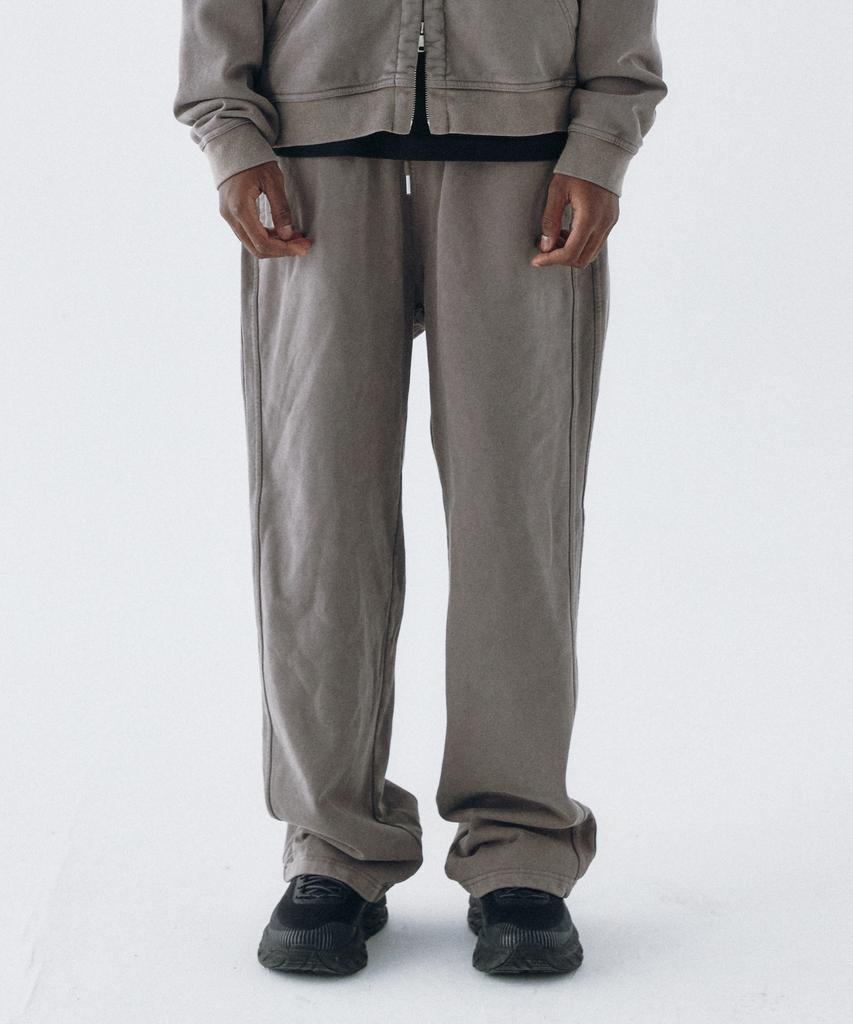 LETTERCOMO Heavy Cotton Incision Garment Semi-Wide Sweatpants Stone Grey