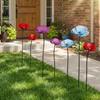 2Pcs Large Garden Metal Flower Stakes Weather-resistant Ground Stake Artificial Flower Ornaments Rustproof