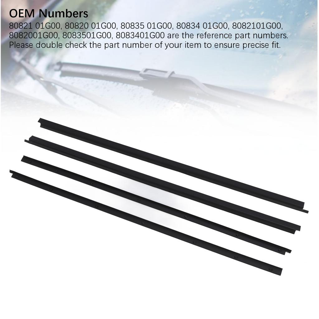 4PCS Car Door Window Weatherstrip Decorative Leakproof Windproof Black 80821 01G00 for Navara D21 Series 1985 to 1997