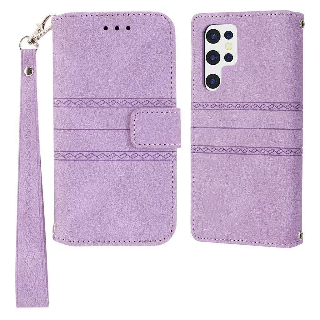 For Samsung Galaxy S25 Ultra Case Wallet Skin-Touch Leather Imprinted Phone Cover