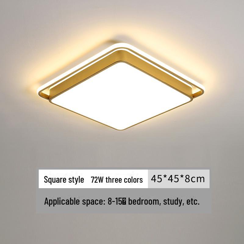 Gold Rectangular Ceiling Lamp Set for Living and Bedrooms