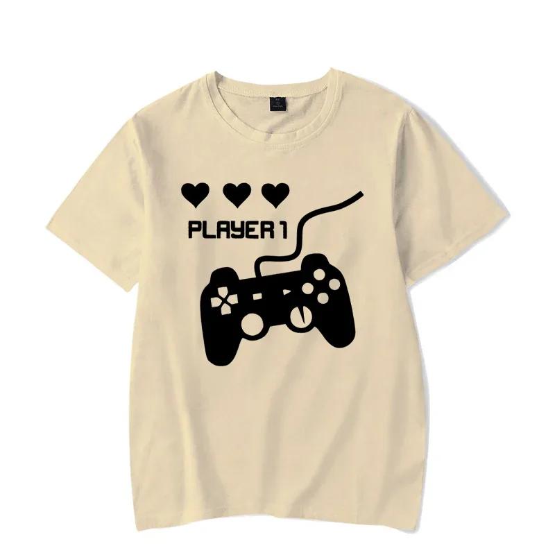 Couple T Shirt Layer 1 and Player 2 Game Graphic Tshirts Harajuku Men Women Tee Shirt Summer Short Sleeve Lovers Couple T-shirt