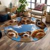 Playful Puppies Under Blue Skies Print Round Rug, Living Room, Bedroom, Playroom Carpet, Non Slip Floor Mat, Gift