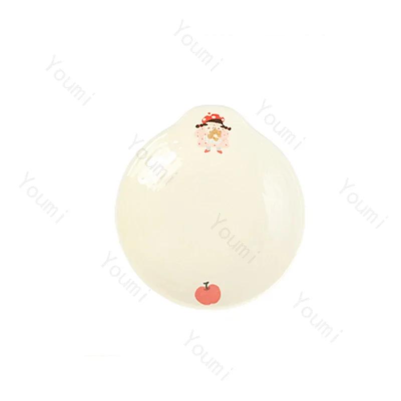 Cartoon Anime Circular Ceramic Plate High End Restaurant Afternoon Tea Fruit Dessert Plate Home Pasta Plates Exquisite Tableware