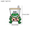 Cartoon creative funny frog brooch frog milk tea drink metal badge oil dripping alloy clothes bag accessories