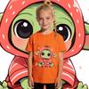 Star Wars Baby Yoda Strawberry Print Girls Cotton T Shirt Casual Summer Top Kids Toddler Clothing Cute