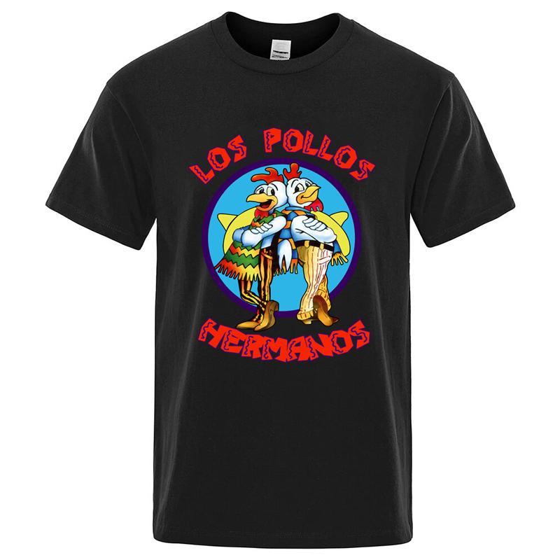 Summer Men's High Quality LOS POLLOS Hermanos Funny Printed T-Shirt Casual Cotton Breathable Tshirt Chicken Brothers Tees Top