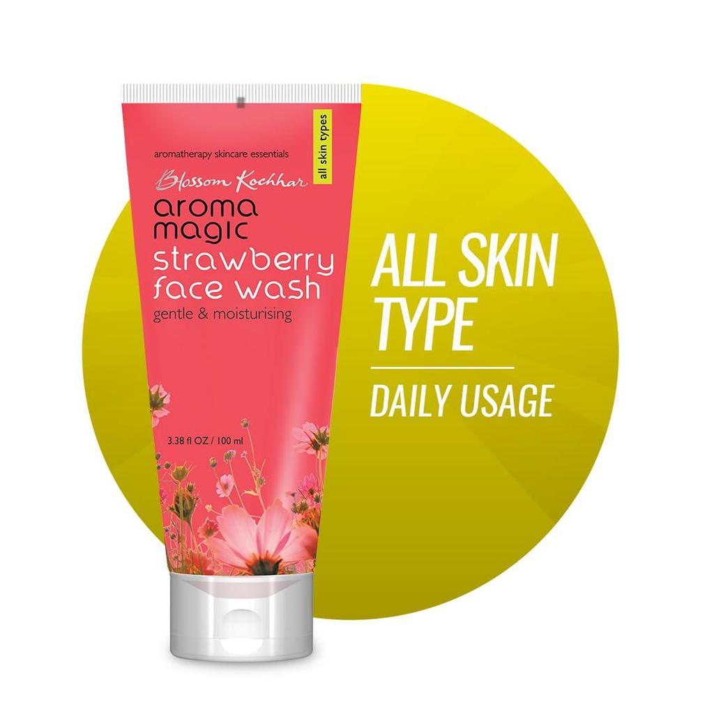 Aroma Magic Strawberry Face Wash with Aloe Vera Extract & Ylang Ylang Essential Oil - 100 ml