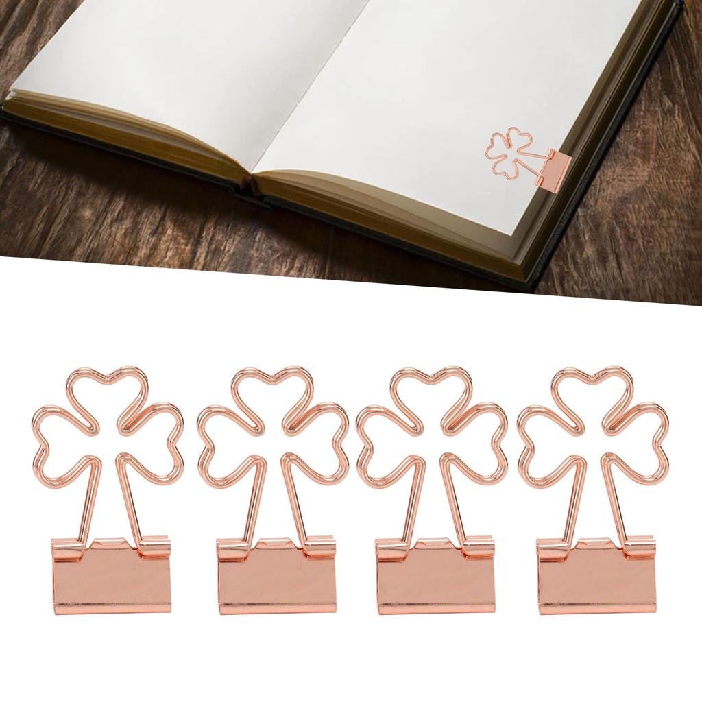 15Pcs Paper  Clips Cute  Trefoil Strong Clamping Force Metal Small  Clips for Office