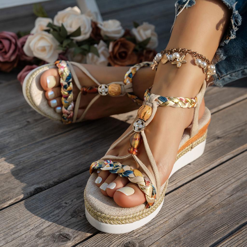 Platform Toe Bohemian Women'S Shoes Soft Soled Slip Sandals Womens Wedge Sandal Soft Sandals For Women