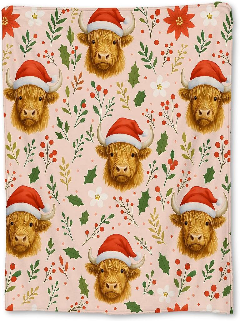 Weihnachten Santa Flanelldecke - Weich, Leicht & Niedlich mit Weihnachtsmann-, Baum- & Zuckerstangen-Designs für Sofa, Bett oder Reise