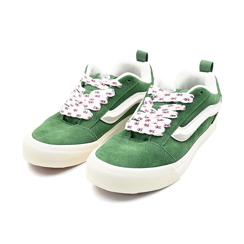 Vans Knu Skool Limbă Pufoasă Bandă Laterală Modelată 3D Dantelă Groasă Unisex Piele de Cămilă Verde VN000D6ZBR1