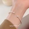 Cui Yan S925 Sterling Silver Open Round Bead Bracelet Ring for Women - Korean Style, High-End, Versatile Jewelry