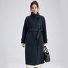 Fengxun Women's Premium 100% Wool Double-Faced Stand Collar Coat