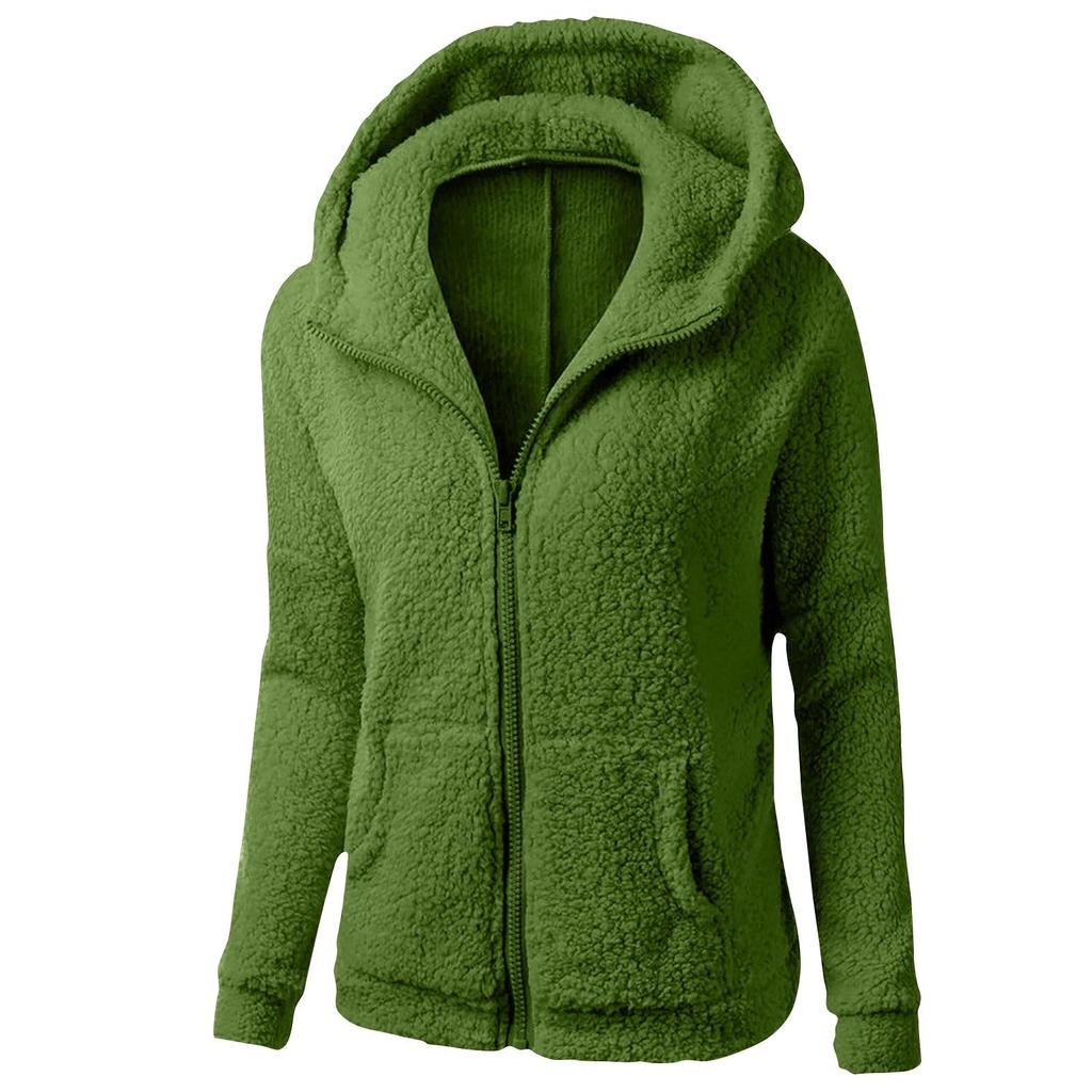 Abrigo de invierno para mujer, sudadera con capucha y cremallera de felpa