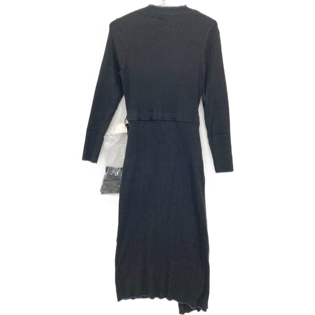 DRESSTERIOR 085-57022 Rib Knit Wrap Dress Dress 38 blackUsed