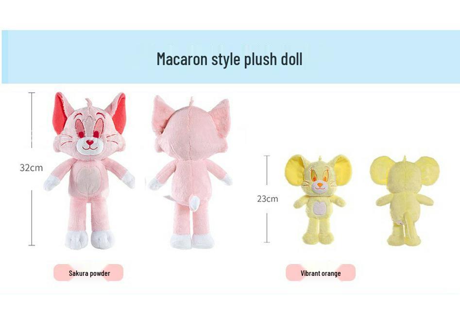 Tom and Jerry Plush Toy Set: Tom Cat Doll & Jerry Mouse Pillow
