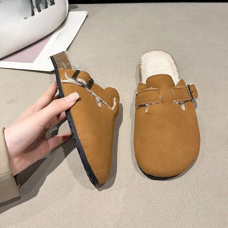 Women's Shoes Women's Closed Toe Slippers Cow Suede PU Leather Clogs Women's Sandals Retro Fashion Garden Mule Clog Slide New